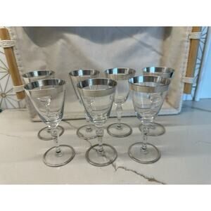 Vintage‎ Dorothy Thorpe-Style Silver Band Cordial Glasses – Set of 7